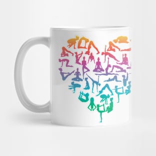 Colorful Yoga Poses Heart Mug